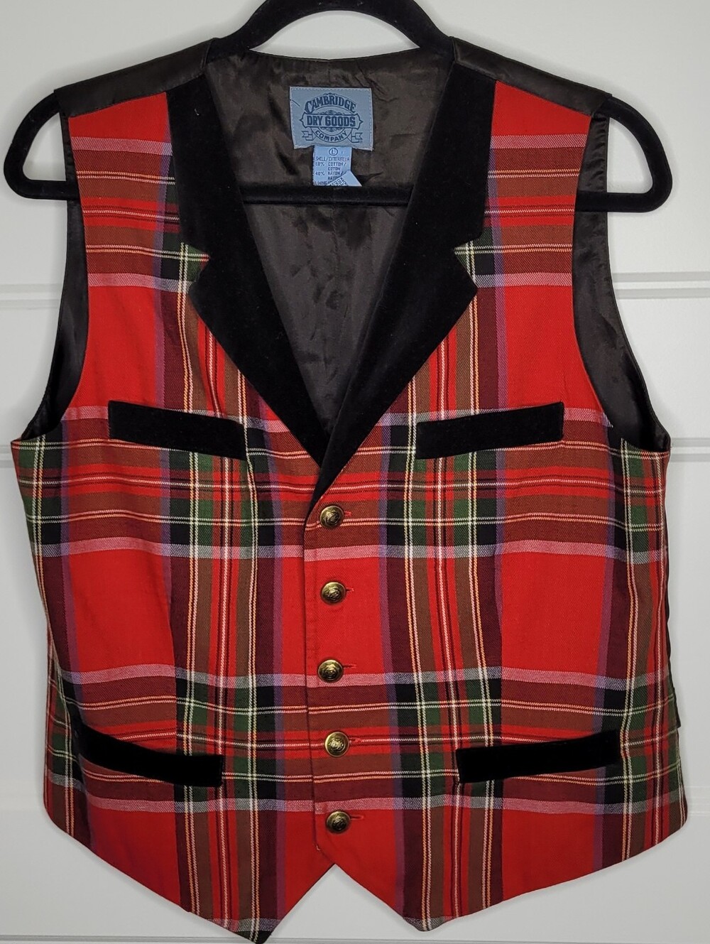 Vintage Cambridge Dry Goods plaid wool vest Size L